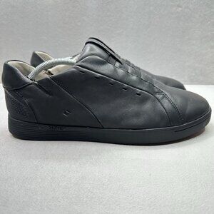 Kizik New York Mens Size 12 (W) WIDE Shoes Black Leather Hands-Free FAST Sneaker